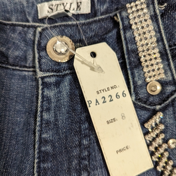 Style NY Paris Bling Denim Studded Gems Flare Wide Leg Jeans Women's Size 8 NWT - Picture 9 of 12